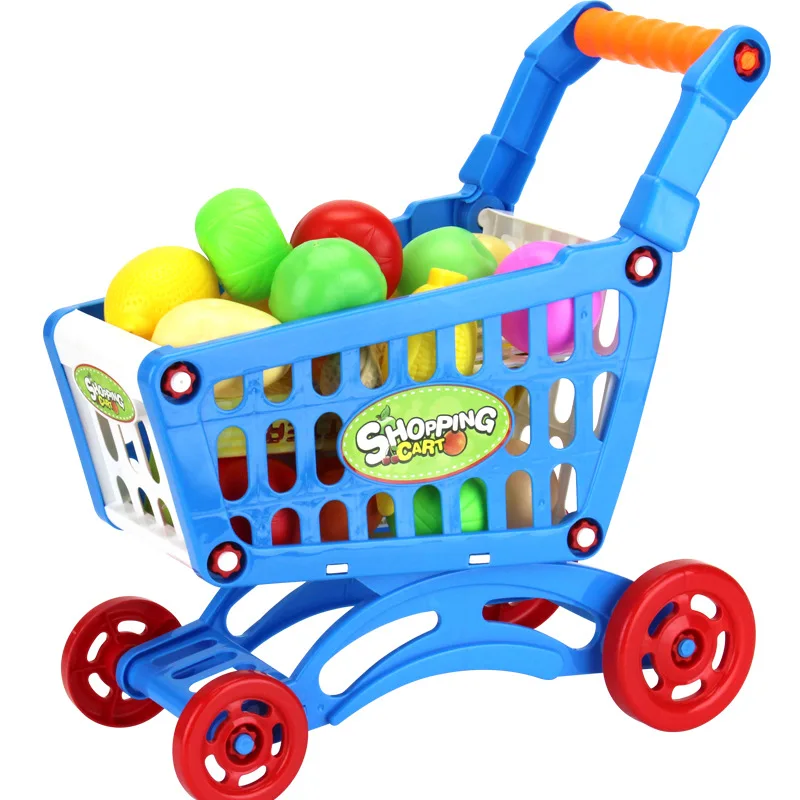 with16pcsfruits1 Детские игрушки, имитация мини магазинная тележка для покупок, тележка с фруктами и овощами, набор игрушек - Цвет: with16pcsfruits1