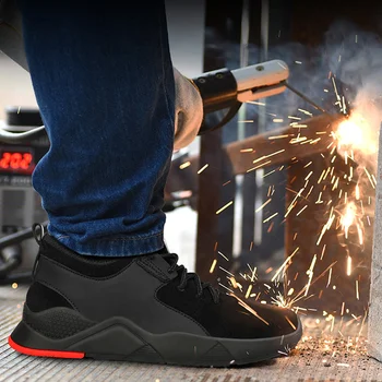 

1 Pair Heavy Duty Sneaker Safety Work Shoes Warm Plush Puncture-proof for Men Winter H66