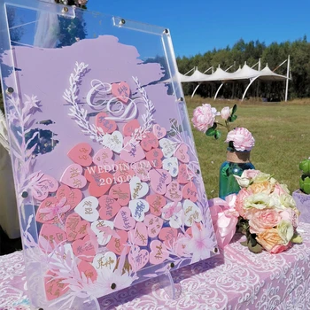 

1pcs transparent Pink green custom logo engagement marriage proposal graduation wedding guests Classmate signature bottle book