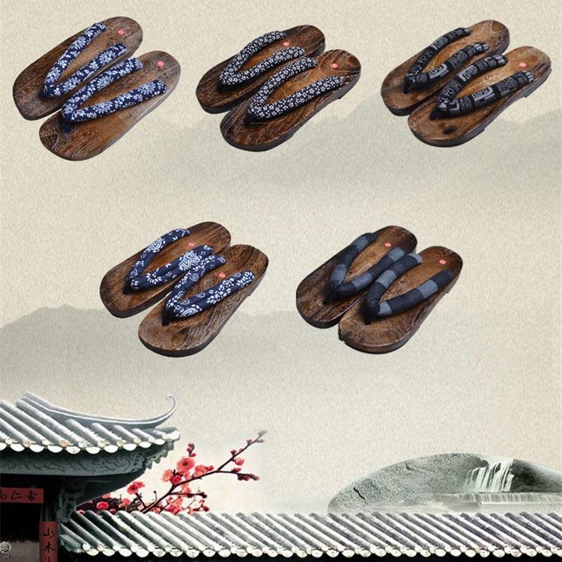 Унисекс деревянные японские традиционные плоские подошвы Geta Paulownia Ниндзя