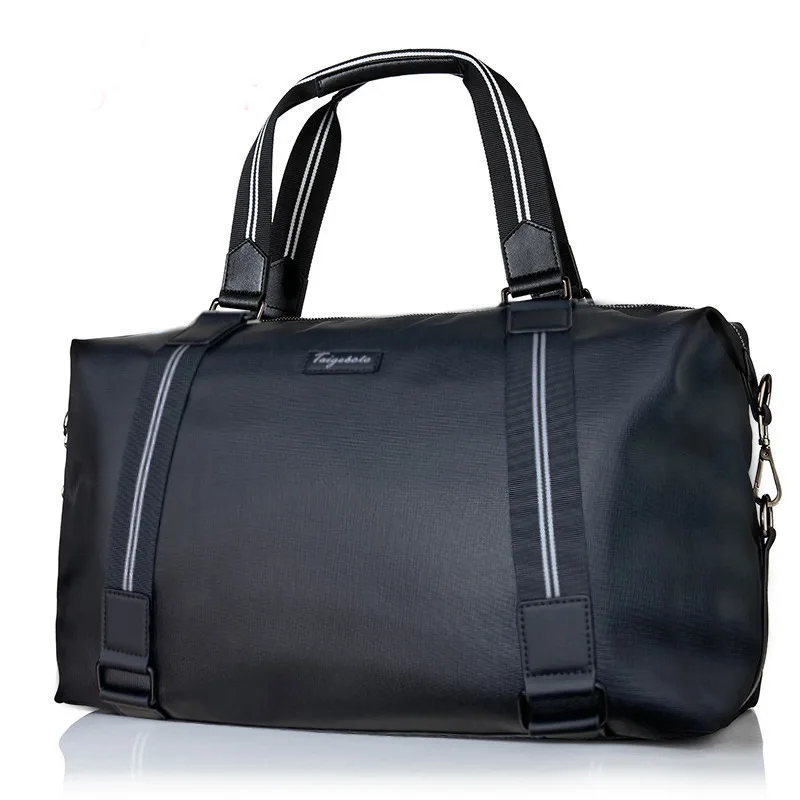 

Split Leather Mudium Travel Bag for Men Black Shoulder Landies Handbag Multifunction Tote Bag Weekender Bagpack