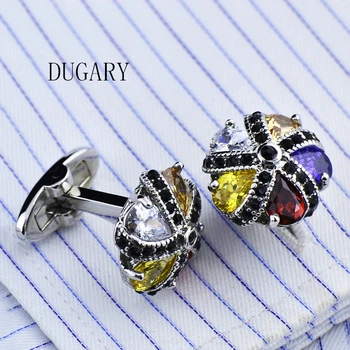 

DUGARY Jewelry french shirt cufflink men Brand designer Cuffs link Button male High Quality Luxury crystal Wedding Free Shipping