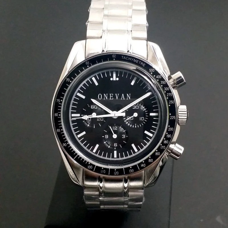 

Luxury New Men Quartz Chrono Watches Speed MOON Racing Luminous Ceramic Bezel Crystal Sapphire AAA+ Quality Gent Black