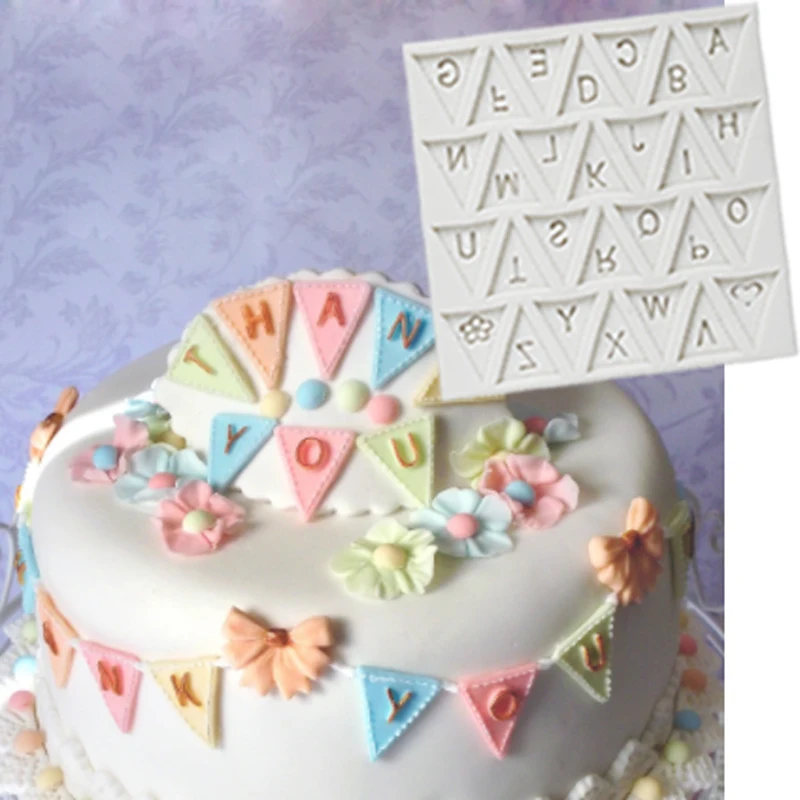 

Bunting Alphabet Moulds Fondant Cake Decorating Tools Silicone Molds Sugarcraft Chocolate Baking Tools for Cakes Gumpaste Fimo