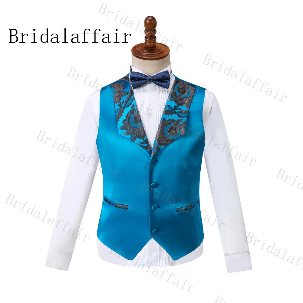 Bridalaffair блестящие озерно-голубой Для мужчин костюмы комплект из 3 предметов осень банкет серии жениха мужской мундир для свадьбы Для мужчин вечерние костюмы заостренный лацкан
