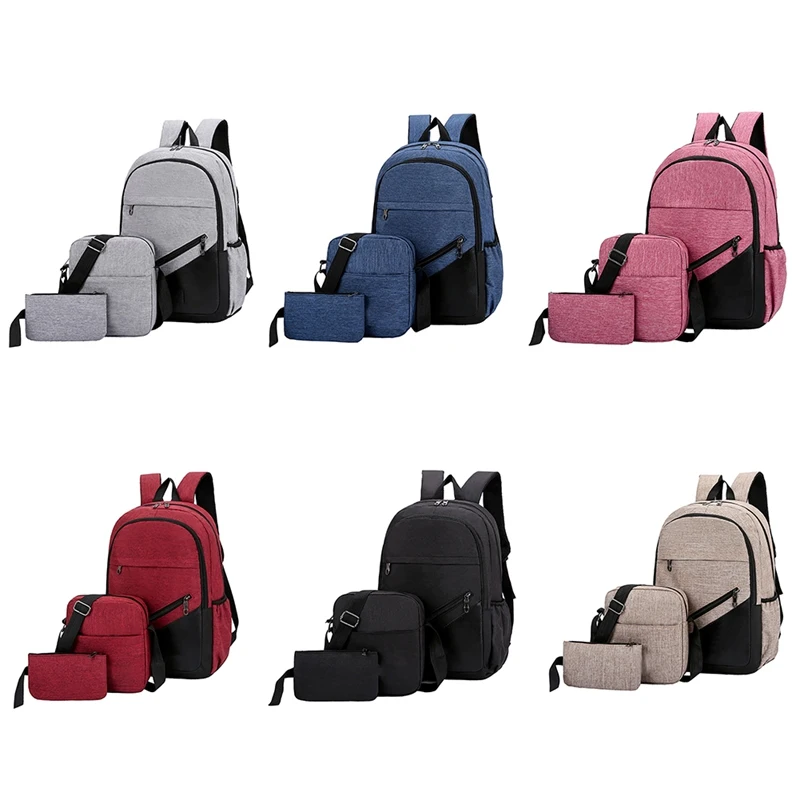 3 шт./компл. Для мужчин Для женщин рюкзак ноутбук рюкзак, школьный рюкзак для путешествий и активного отдыха плеча комплекты с сумкой