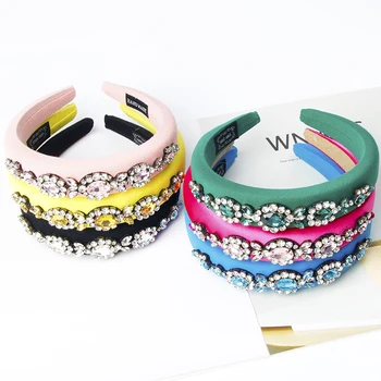 

New fashion temperament sponge hair hoop rhinestones multicolor wild prom catwalk travel gift ladies hair accessories 779