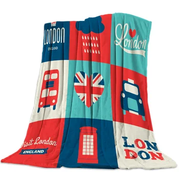 

London England Bedspread Blanket High Density Super Soft Flannel Blankets for Sofa Bed Car Portable