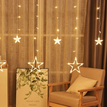 

Christmas Day Decoration Light String LED Lantern Star Curtain Light 110V 2.5M / Pentagram Holiday Party Decoration Light String