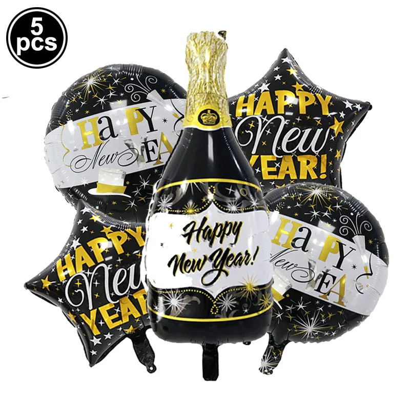 Happy год Фольга воздушные шары черная бутылка гелий Globos год s Eve вечерние принадлежности рождественские украшения воздушные шары