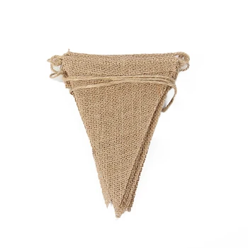 

48 Brown Burlap Jute Hessian Flags Banner Garland Birthday Wedding Party Decor