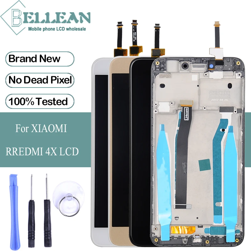 Дешево Dinamico 4X ЖК дисплей с рамкой для Xiaomi Redmi 4X ЖК дисплей, сенсорная панель, стеклянный экран, дигитайзер в сборе, замена, бесплатная доставка