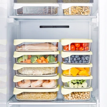 

Glass Food Container with Silicone Lid Storage Box Lunch Bento Oragnizer Kitchen Accessories Tableware Microwave Available Tools