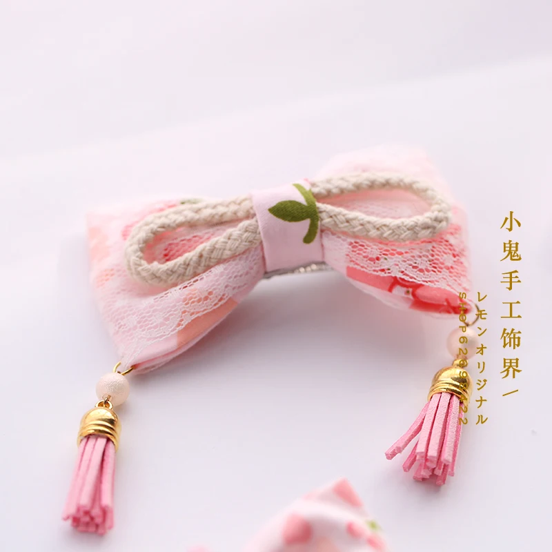 Japanese soft sister cherry bow lace KC headband headband tassel 
