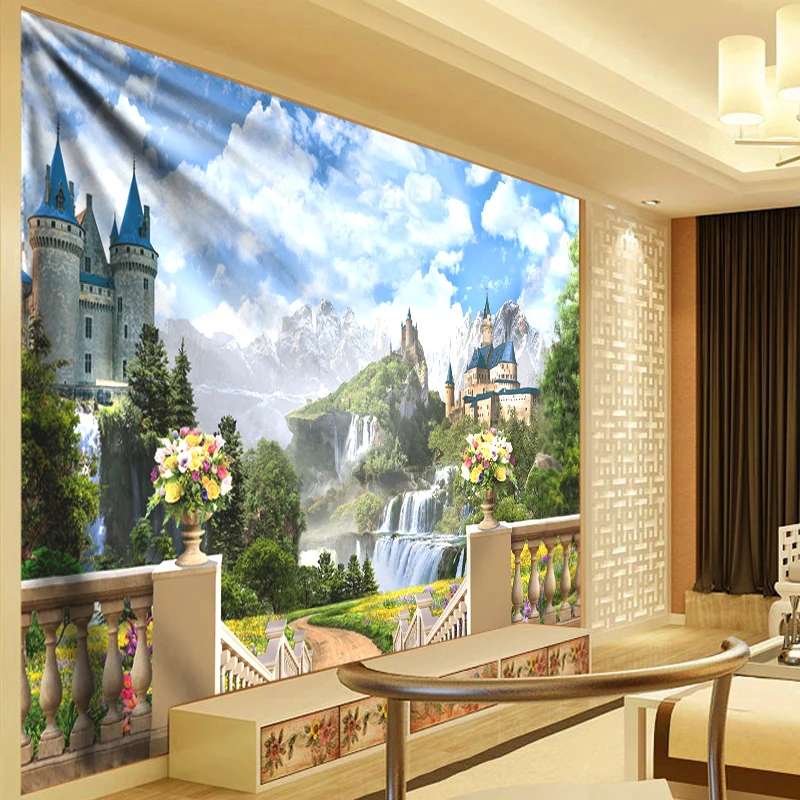 Mountain Castle Wall Hanging Tapestry Psychedelic Bedroom Home Decoration 