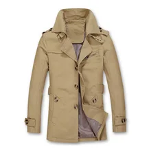 Повседневные однобортные тонкие мужские куртки размера плюс, пальто, хорошее зимнее пальто, Мужская Длинная ветровка, деловой Тренч