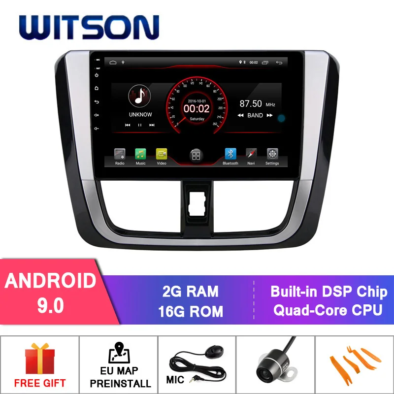 Perfect WITSON 10.2" FULL HD TOUCH SCREEN Android 9.0 Octa-Core Car GPS Multimedia Navigation for TOYOTA YARIS 2016 Car DVD Player 0