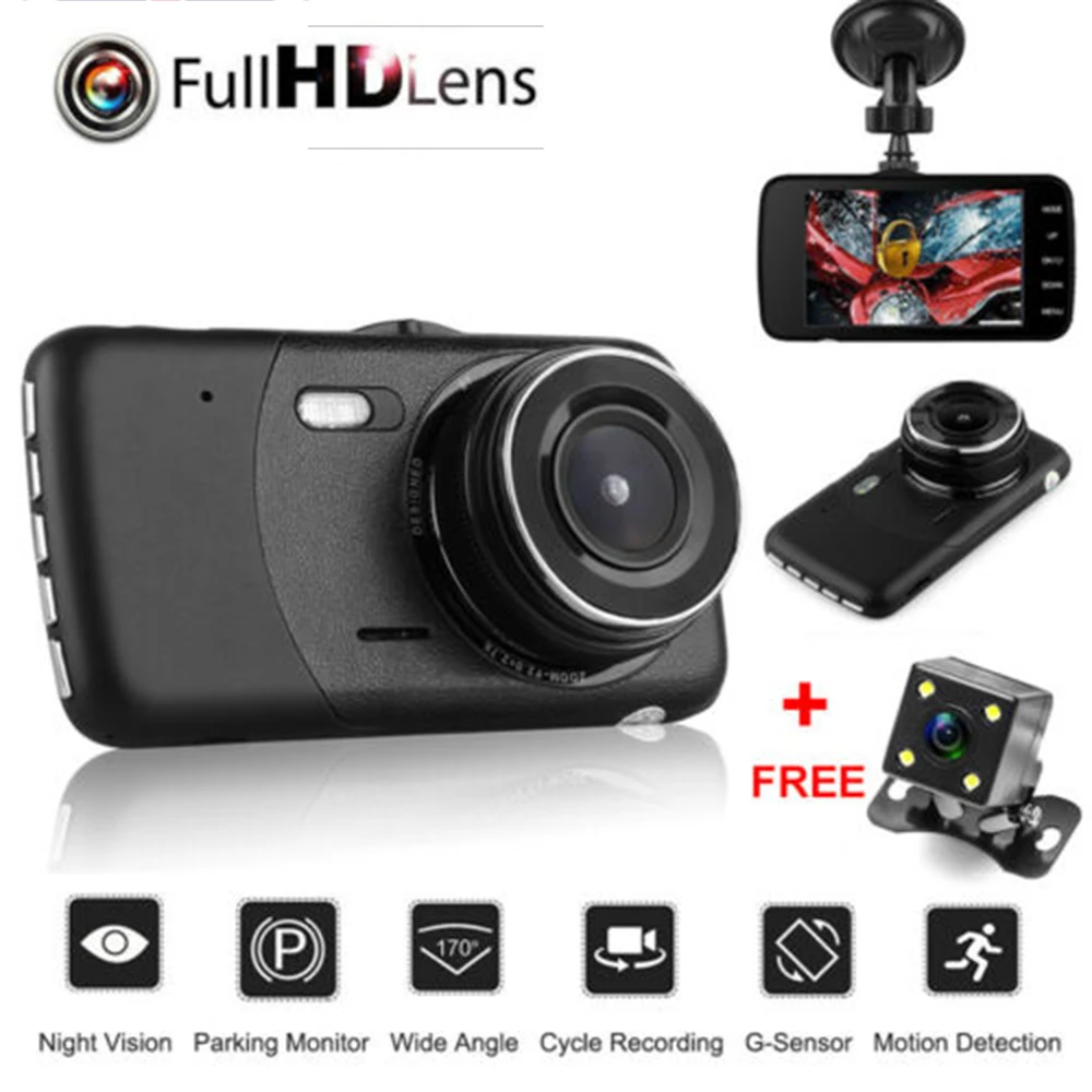 

HD 1080P Car Dashboard DVR Camera Recorder Dash Cam 4 Inch IPS Front+Rear Night Version Video Camera G-Sensor Parking Monitor