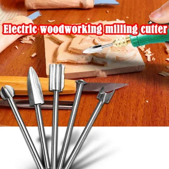 

5Pcs/set Electric Woodworking Engraving Milling Cutter Carving Tool Kit Amber Wood Carving Grinding Repair Electric Grinding Set