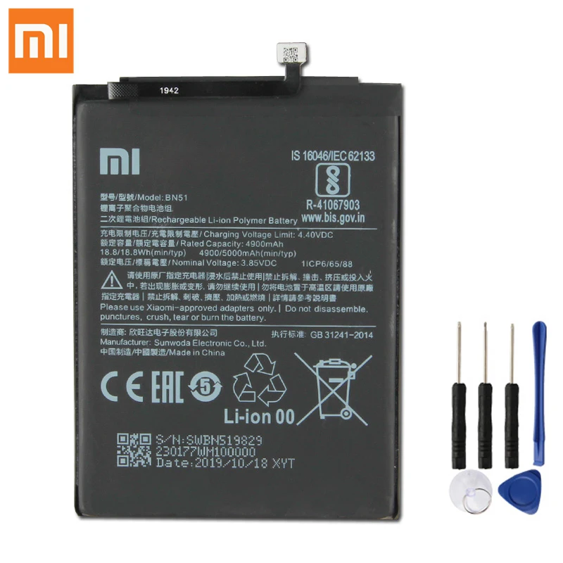 Оригинальная сменная батарея для Xiaomi Redmi 8 Redmi 8A Redmi8 BN51, настоящая батарея для телефона 5000 мАч
