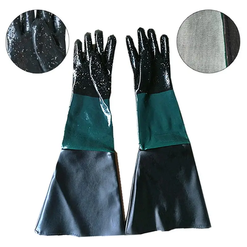 

1 Pair Rubber Sandblaster Sand Blast Sandblasting Gloves For Sandblast Cabinets Safety