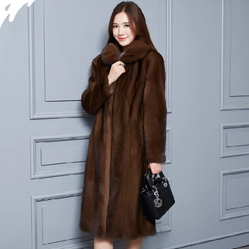 

2020 High Quality Mink Fur Coat Women's Whole Mink Fur Long Imitation Fur Lapel Large 5xl 6xl 7xl Black Faux Fur Jacket Outwear