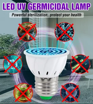 

UV Desinfection Lamp E27 E14 LED Sterilizer Lamp MR16 LED UVC Germicidal Bulb GU10 Ultraviolet Light 48 60 80leds Amuchina B22