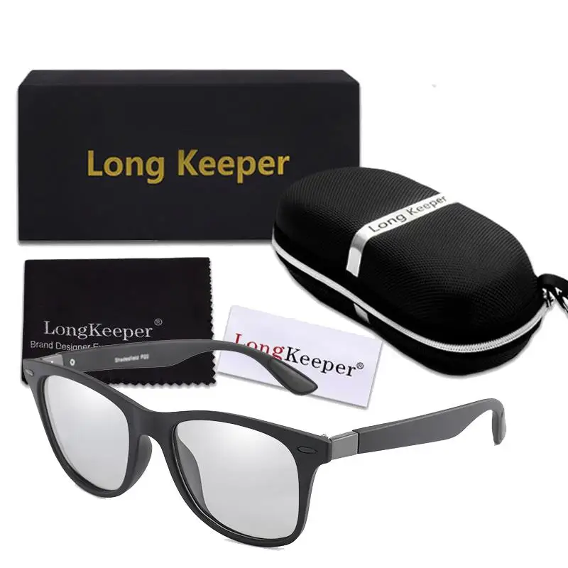 black black -AL Longkeperer классические фотохромные солнцезащитные очки для мужчин Поляризованные для вождения солнцезащитные очки Gafas Oculos de sol с футляром UV400 - Цвет линз: black black -AL
