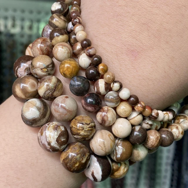 Natural Stone Beads 4-10mm Aquamarines Lava Opal Rose Quartzs Tiger Eye Moonstone Round Beads for Jewelry Making Diy Bracelet Australian Zebra