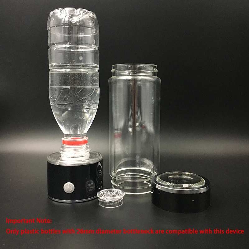 Портативный SPE PEM мембраны водорода Кубка богатых воды генератор ионизатор чайник черный H2 бутылки USB Перезаряжаемые двухслойные Стекло