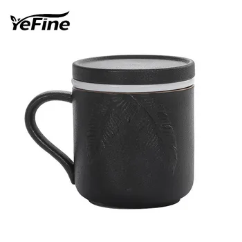

Creative Ceramic Cup With Lid Tea Water Separation Household Drinking Cup Large Capacity Mug Office Tea Cup Customization
