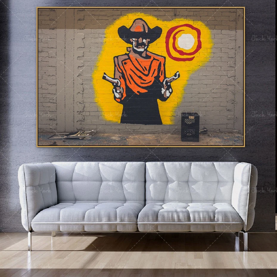 

Gun Man Urban Street Art Graffiti Wall Art Poster Wall Photo Pictures Wall Art Home Wall Decor Painting Canvas Print
