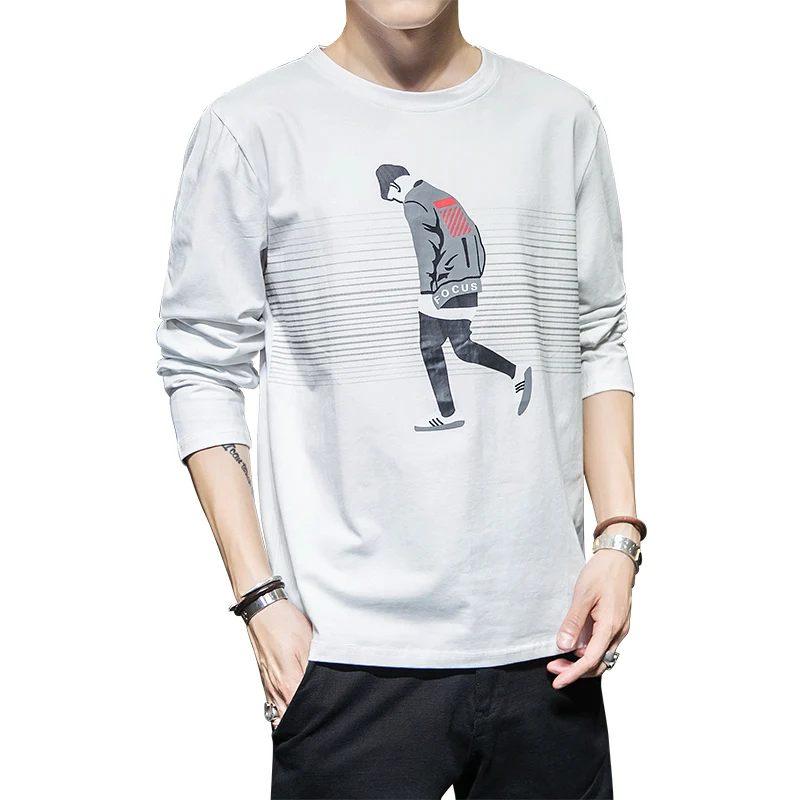 Футболка мужская с длинным рукавом хлопок и спандекс Повседневная модная
