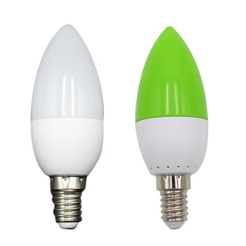 

2 Pcs E14 LED Color Candle Tip Bulb, Color Candle Light, White & Green