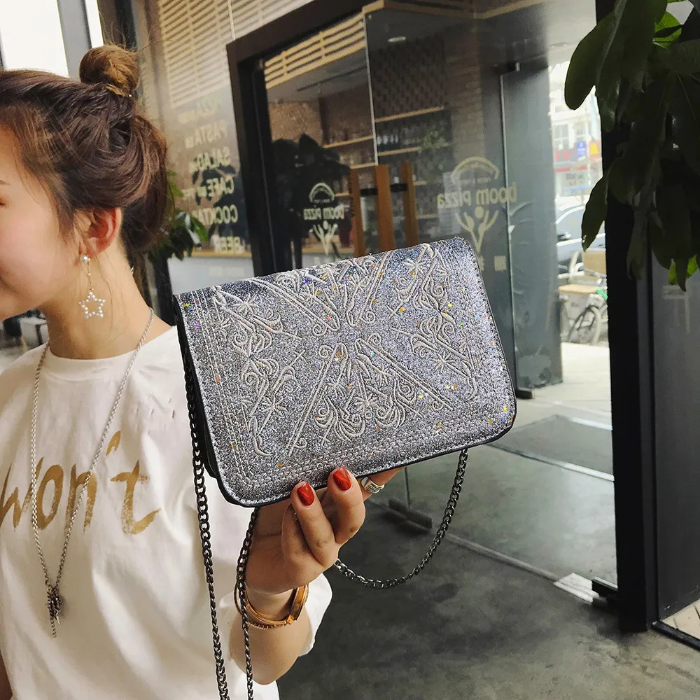 Сумки через плечо для женщин вышивка красивая сумка блестки Bling Национальная женская сумка на плечо