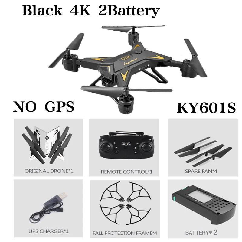 Black 4K 2B Новое поступление, gps Дрон, Квадрокоптер, 2000 метров, Контроль расстояния, Радиоуправляемый вертолет, Дрон с 5G 4K HD камерой, складной KY601G KY601S - Цвет: Black 4K 2B