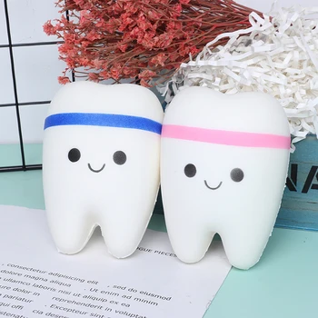 

1Pc Decompression Rainbow Tooth Slow Rising Cartoon Teeth Antistress Soft Squeeze Bread Toy