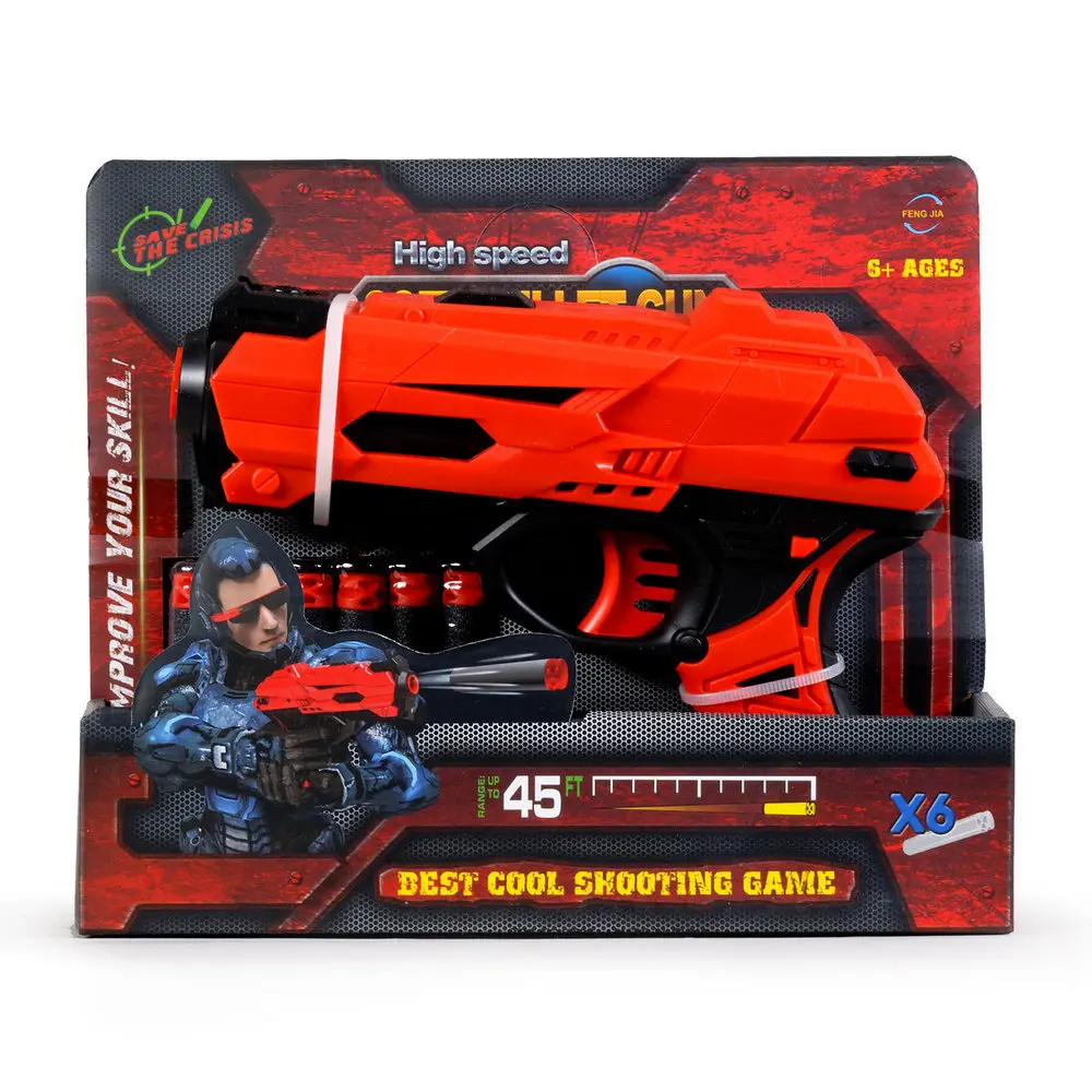 Игровой набор БЛАСТЕР "Красное оружие К 19" 19 см EVA пули 6 шт.|Игрушечное оружие|
