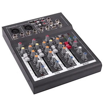 

Mini Portable Audio Mixer with USB DJ Sound Mixing Console MP3 Jack 4 Channel Karaoke 48V Amplifier for Karaoke KTV Match Party
