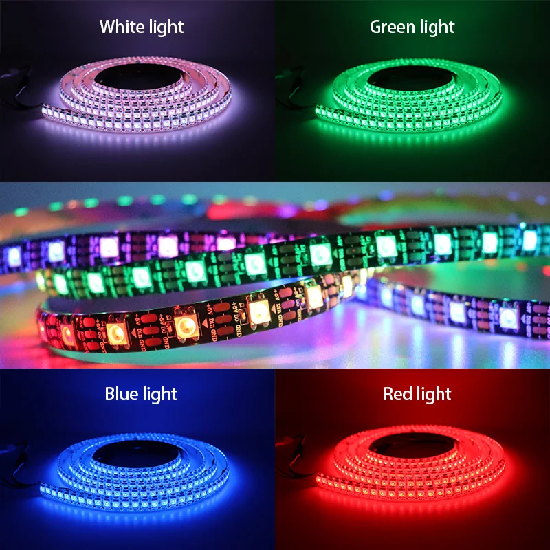 1 м/5 м WS2812B 30/60/144 светодиодов/m Smartled пикселей RGB индивидуально адресуемых светодиодные полосы светильник черный/белый печатных плат WS2812 IC WS2812B 5V