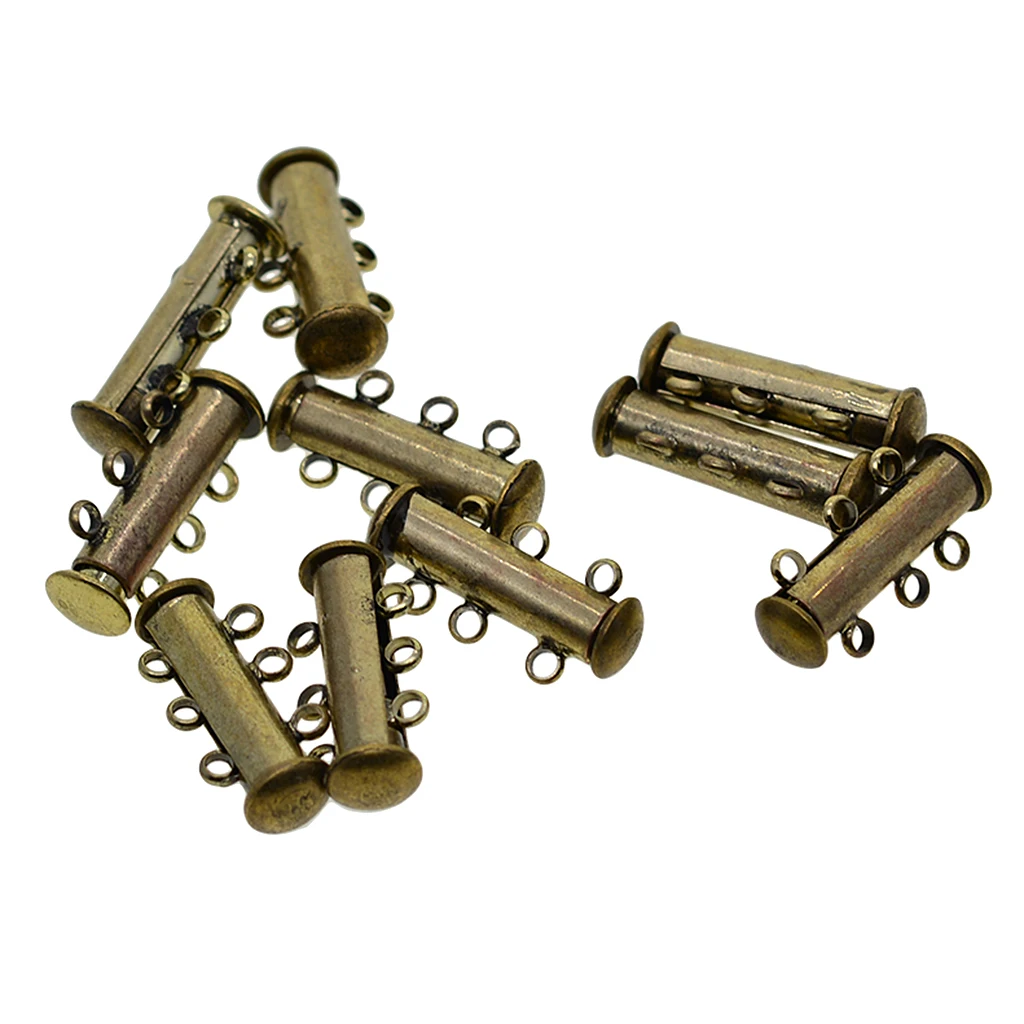 10Pcs 3 Strand Magnetic Slide Lock Tube Bead Loom Clasps Bronze 21x10x6mm