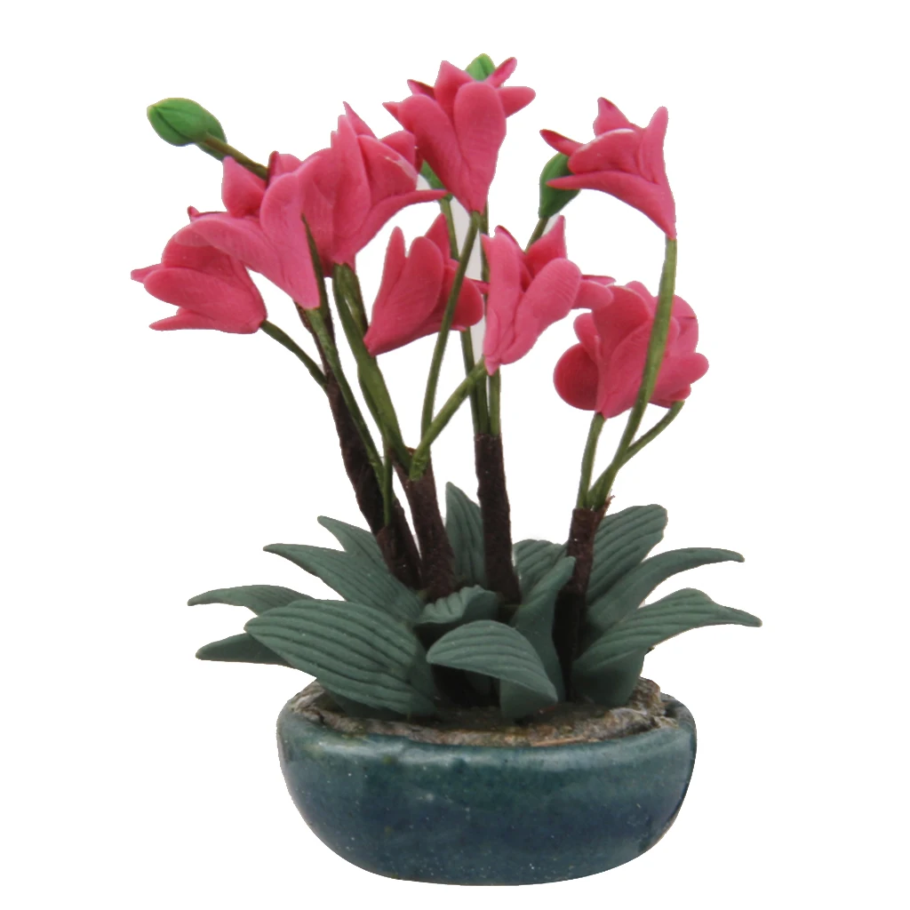 1 шт. кукольный домик Миниатюрный садовый Двор украшение глина Орхидея цветочное