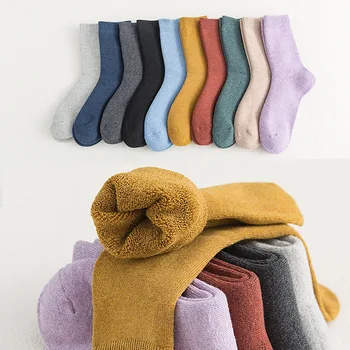 

Women's Terry Socks 2 Pairs of Dress Combination Thick Autumn and Winter Pure Cotton Warm Tube Socks Warm Socks Tie Long Johns S