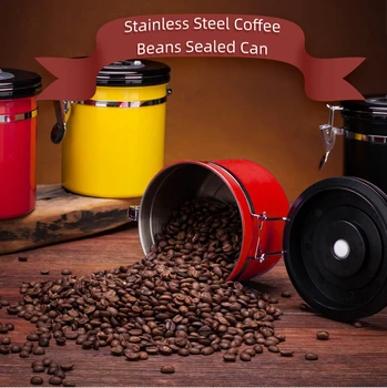

800/1200 ML Stainless Steel Coffee Bean Sealed Can Food Storage Bottles Jars Canister Sugar Tea Storage Jar Can With Calendar