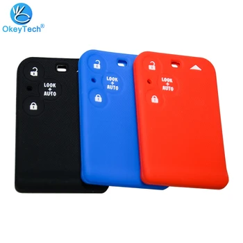 

OkeyTech 3 Button Car Key Silicone Case Cover Holder Protector for Renault Laguna Espace 2001-2006 Megane Vel-satis Smart Card