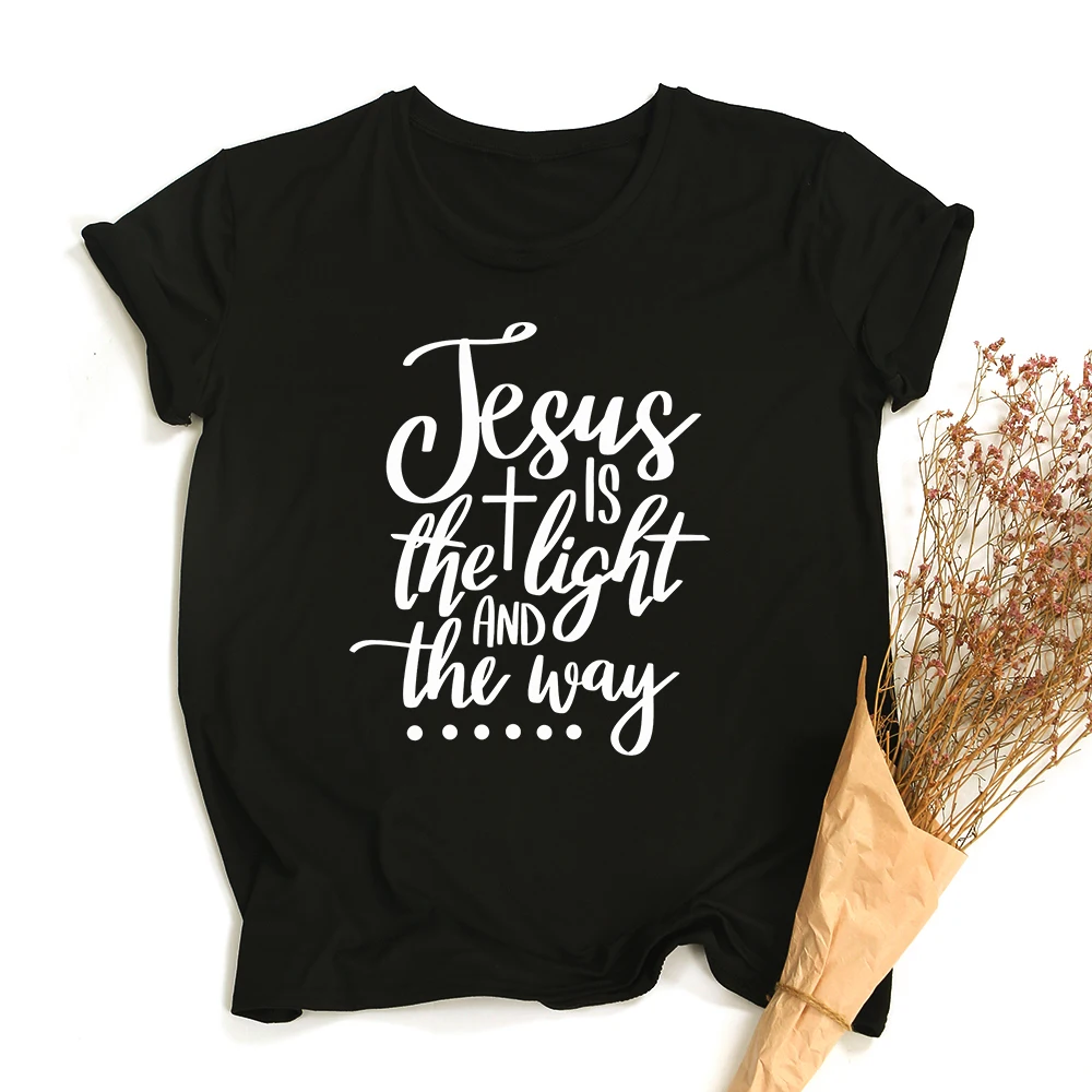 Jesus Is Essential Women T Shirts She Is Strong Has Fire In Soul Grace In Heart Bible Quote Christian Faith Tees Ropa De Mujer 3