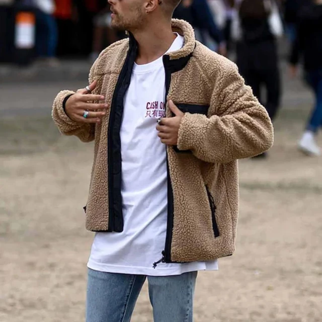 Honorable Universal exageración Chaqueta de lana para hombre, prendas de vestir de Hip-Hop, abrigo de Otoño  de Harajuku, chaquetas de cuello alto a la moda, ropa de calle de estilo  urbano _ - AliExpress Mobile