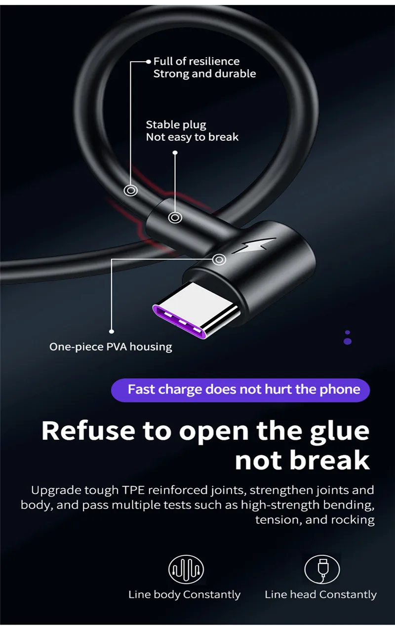 Кабель USB Type C 90 градусов для быстрой зарядки зарядный шнур xiaomi mi 9 9t cc9 redmi note 8 k20 pro
