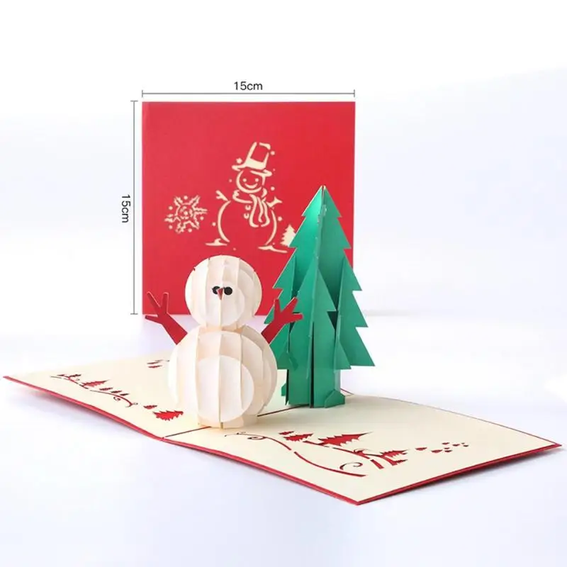 5 шт. креативные рождественские поздравительные открытки Прекрасный 3D Рождественская елка Снеговик Лось конверт «Санта» благословение открытка подарок на год