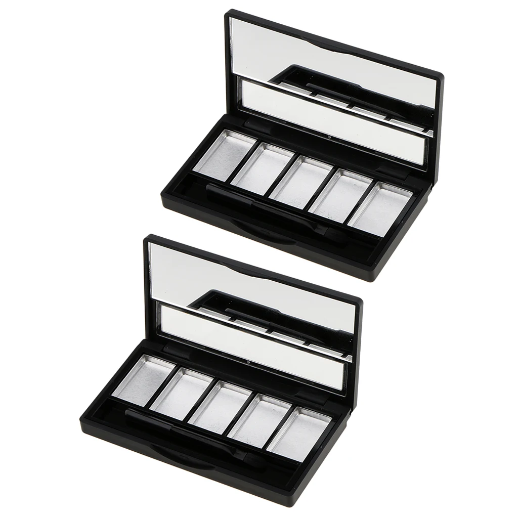 2pcs Makeup Cosmetics Empty DIY Palette Box Eyeshadow Blush Container Case Lipstick Box with Mirror & Brush    